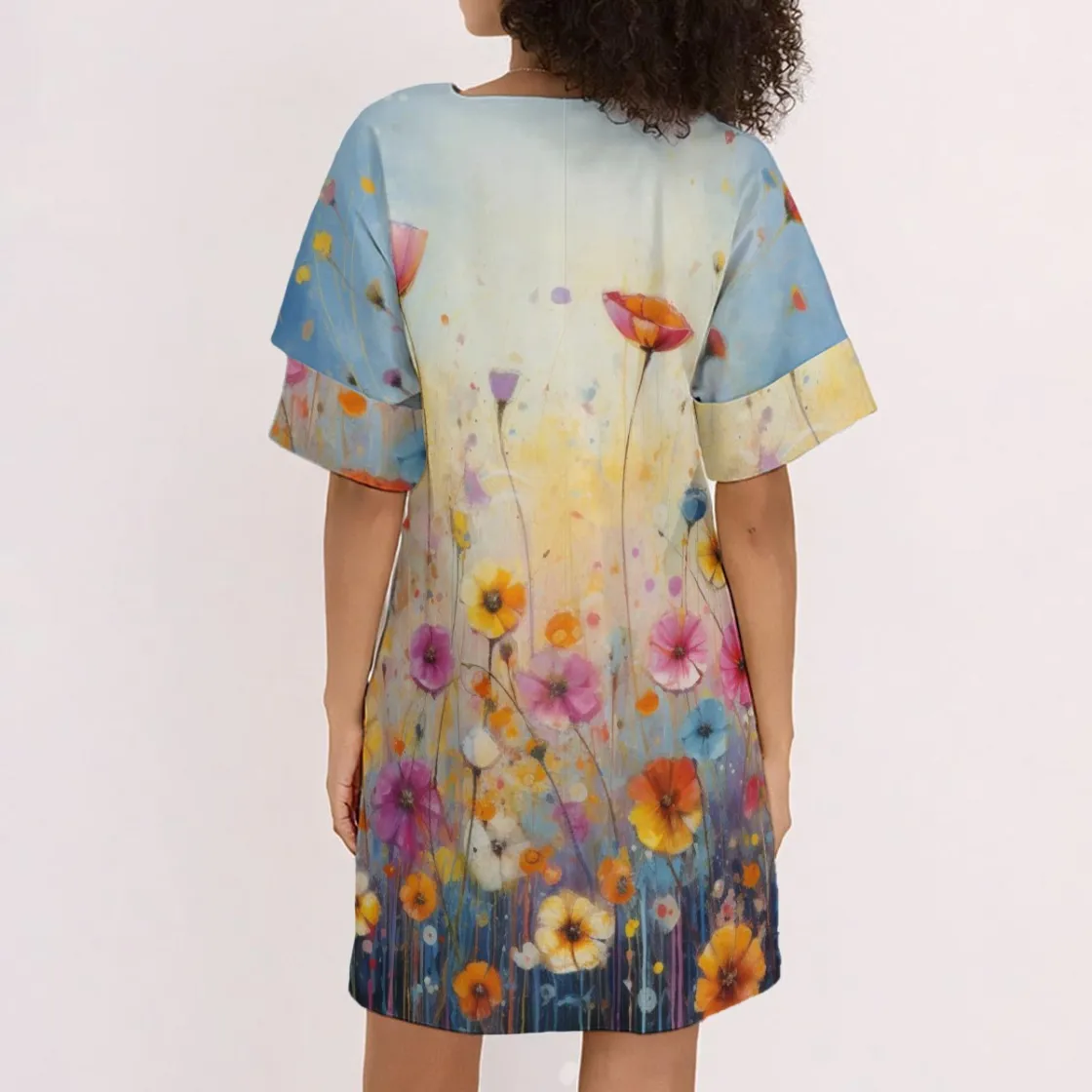 All-Over Print Women's corset dress With V Neck|140GSM Slub Cotton