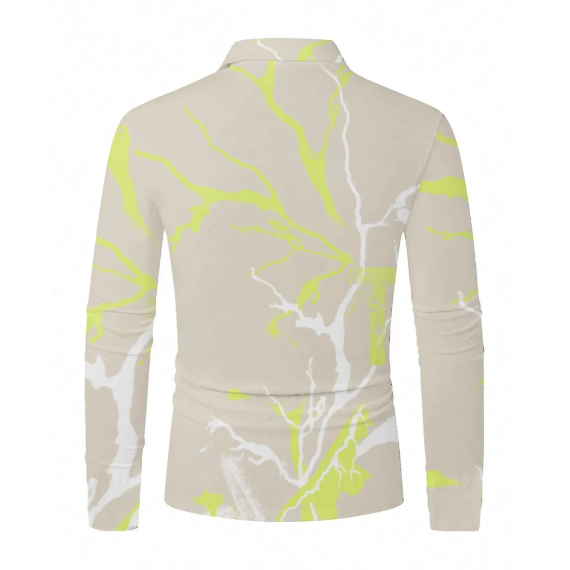All-Over Print Men's Polo Shirt With Long Sleeve