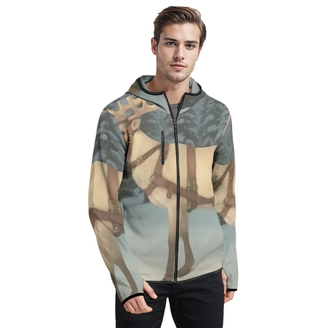 All-Over Print Men's Stylish Hoodie with Thumb Hole Design