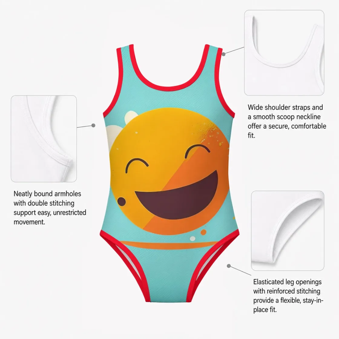 All-Over Print Girls' Sleeveless One-Piece Swimsuit