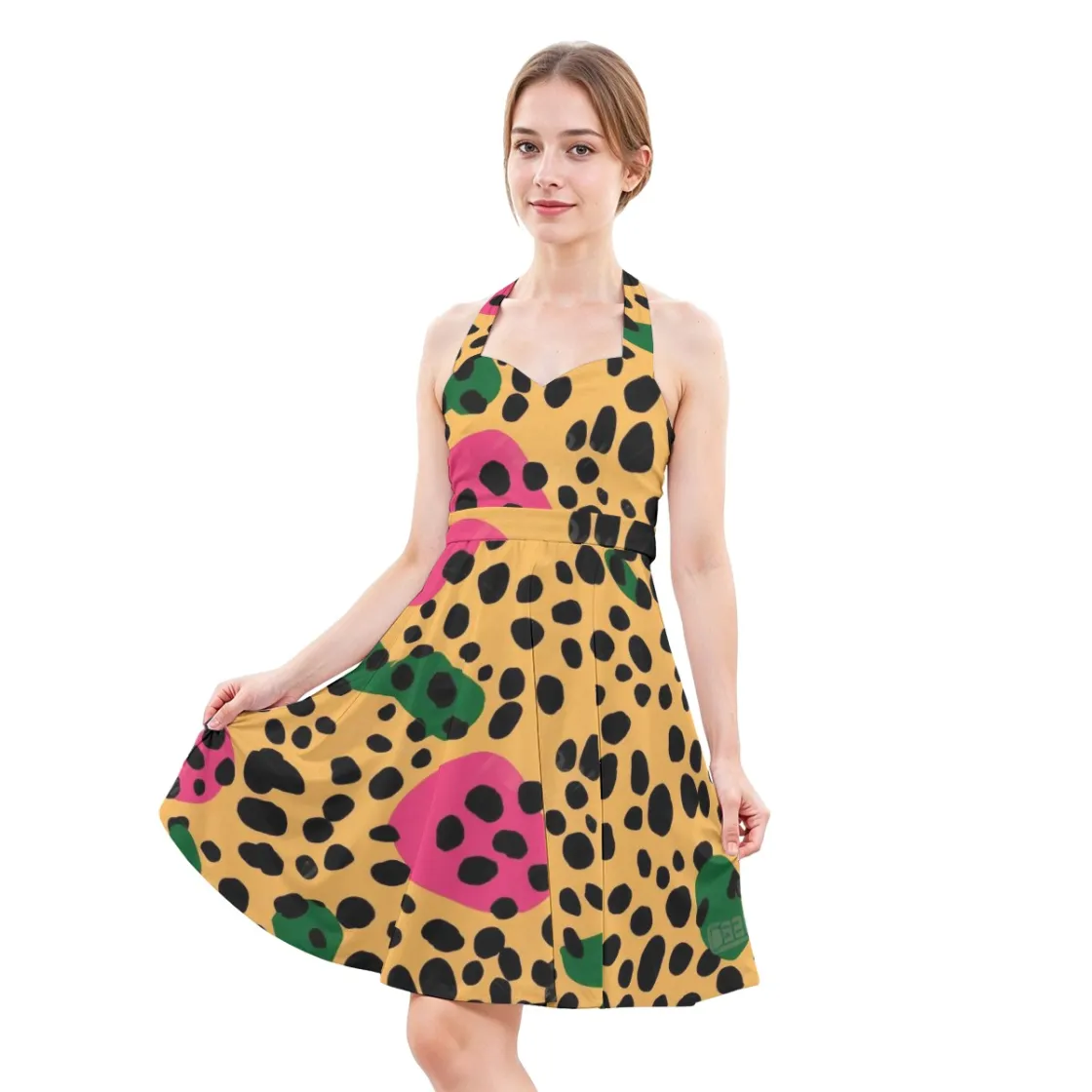 All-Over Print Women’s Halter Skater Dress