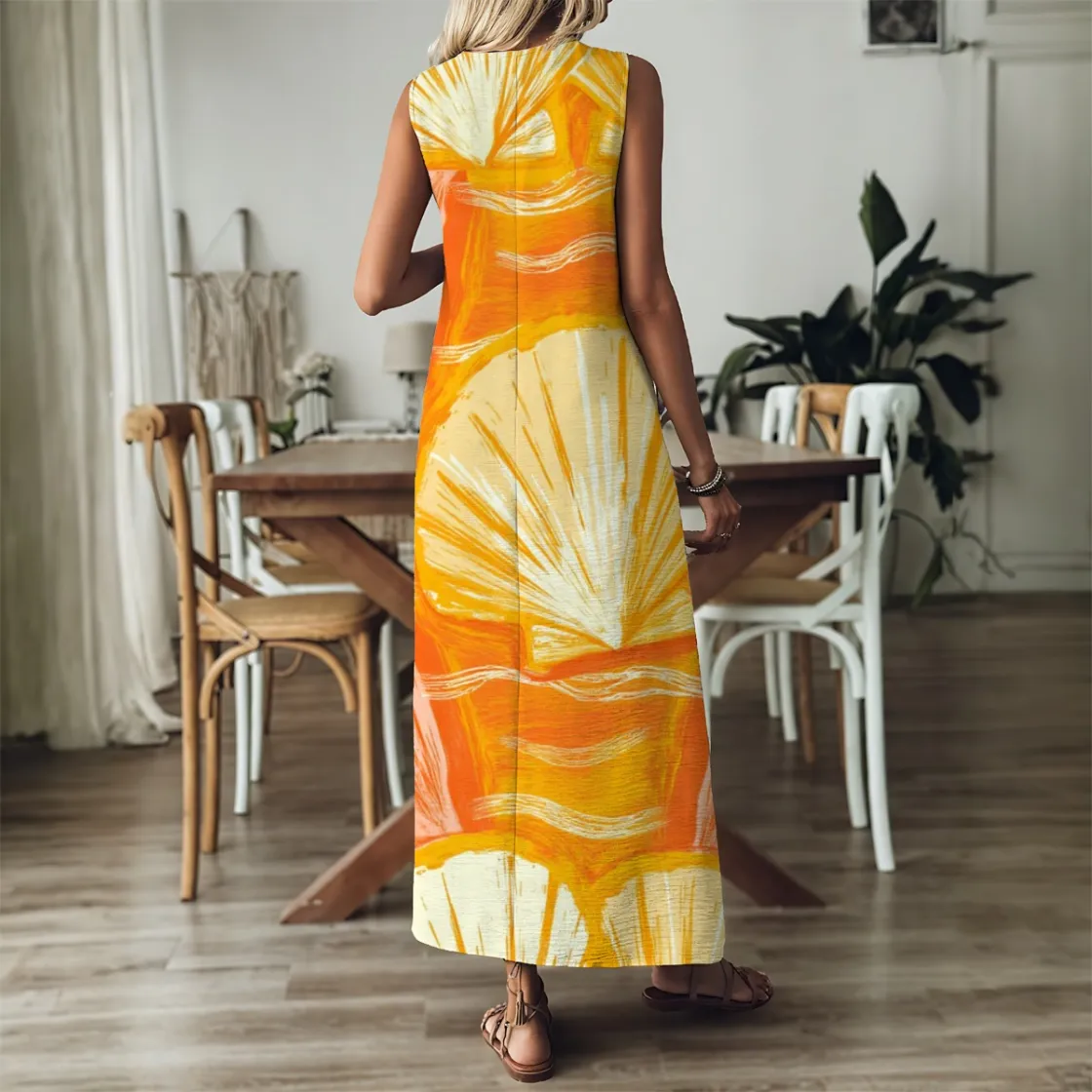 All-Over Print Women's V-Neck Long Dress