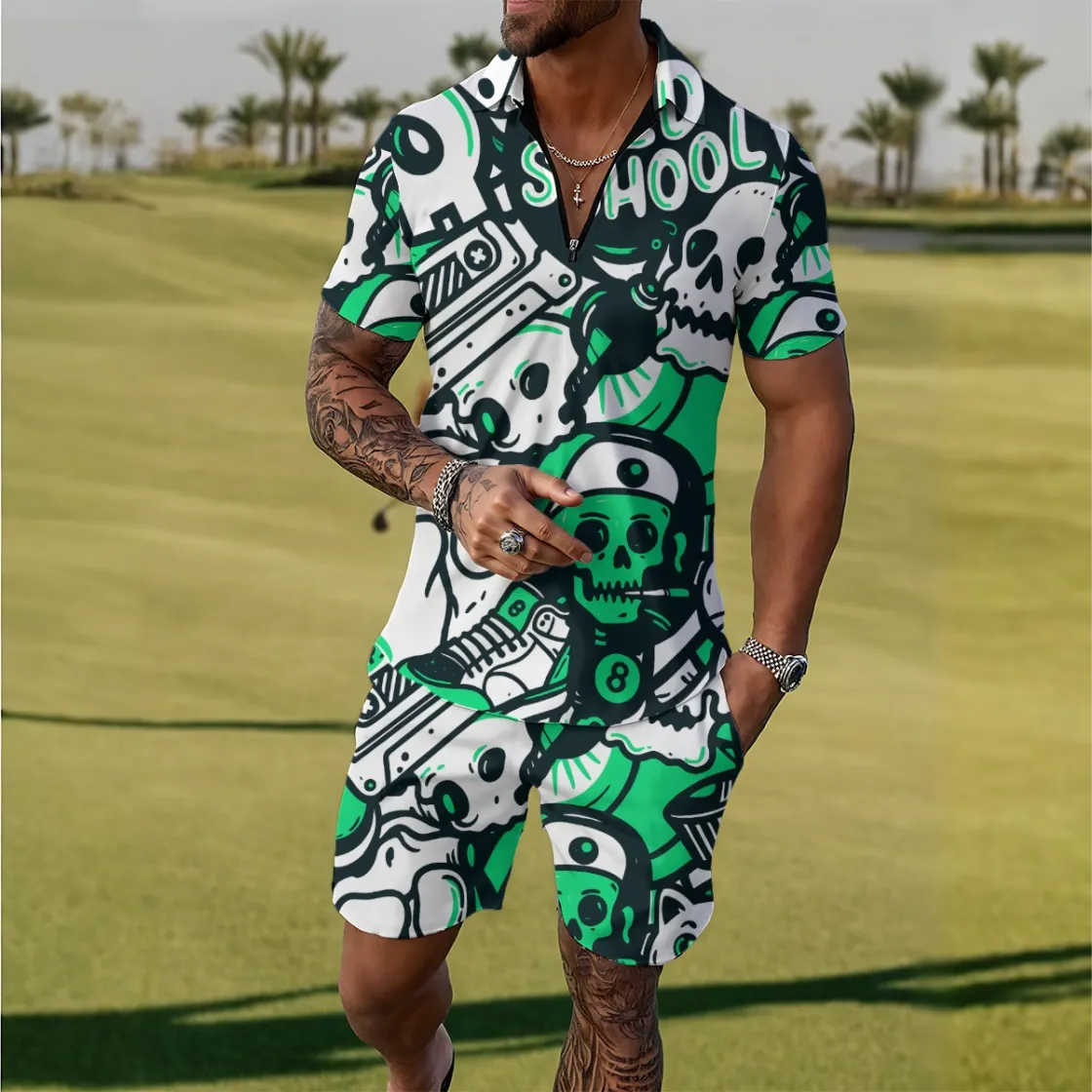 All-Over Print Men's Polo Sportswear Set