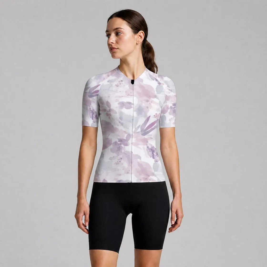 aop Women's Short-Sleeve Cycling Jersey with Black Zipper