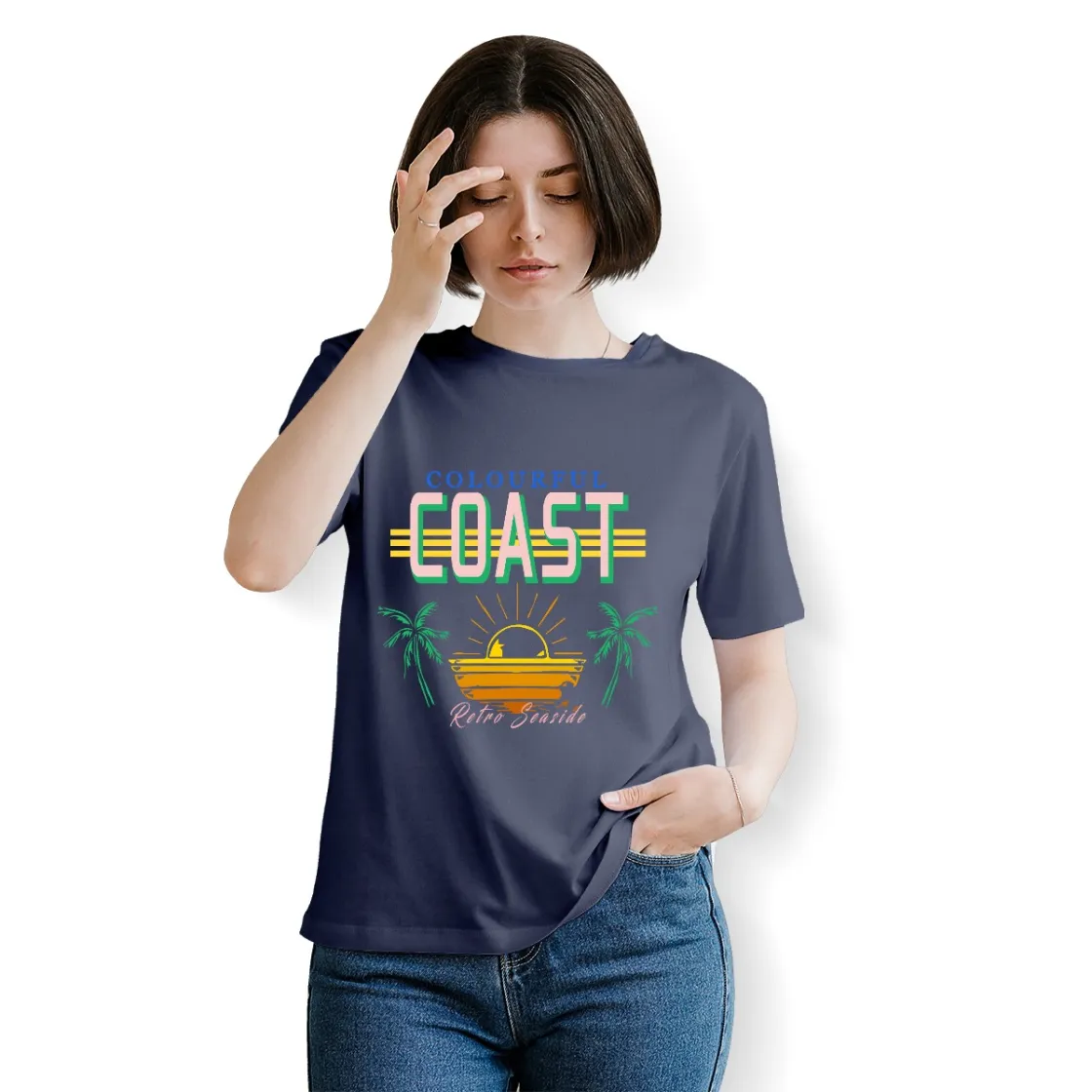 Women's Essential Crew Neck T-Shirt Printed in USA|180GSM Front DTF