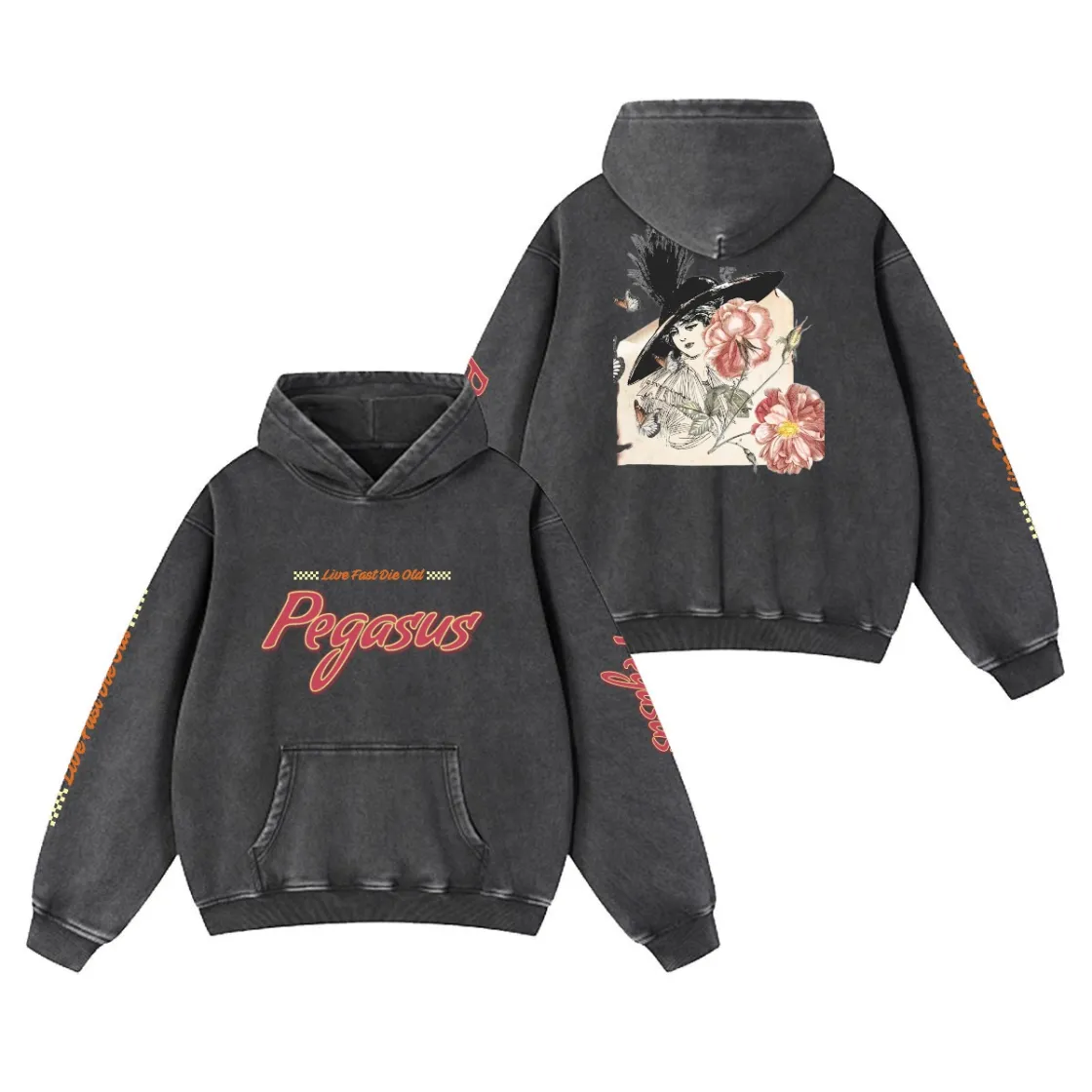 Men’s Fleece-Lined Vintage Wash Hoodie|355GSM DTF