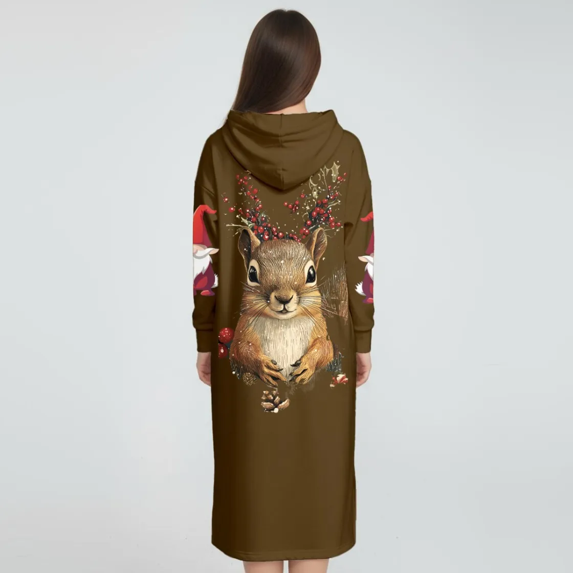 Women's Fleece-Lined Hoodie Dress With Side slits|DTF