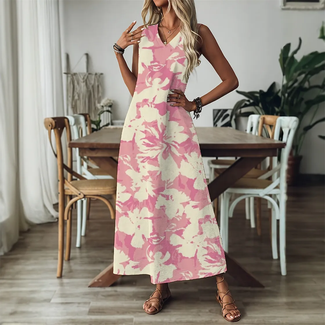 All-Over Print Women's V-Neck Long Dress