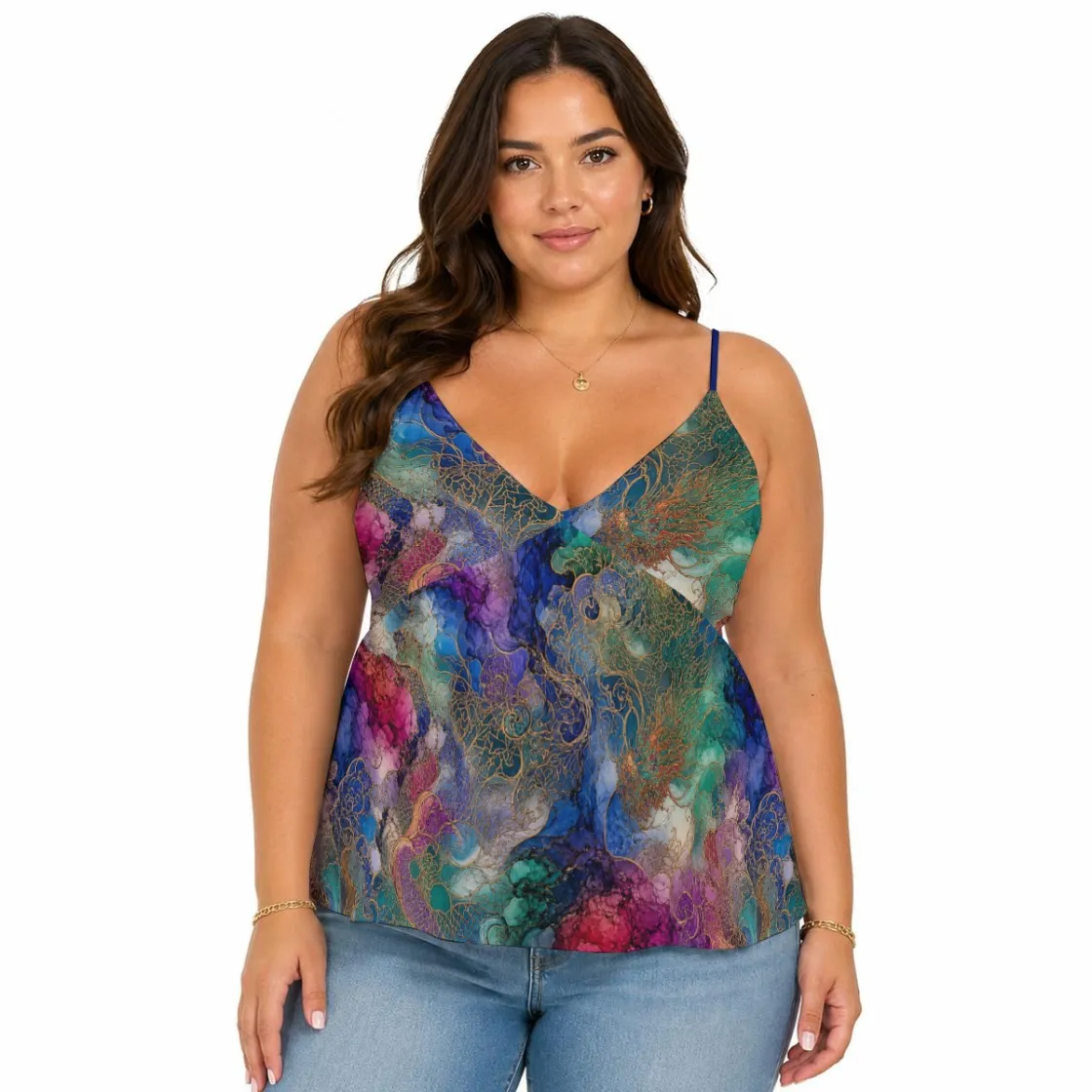 All-Over Print Women's Cami Peplum Top
