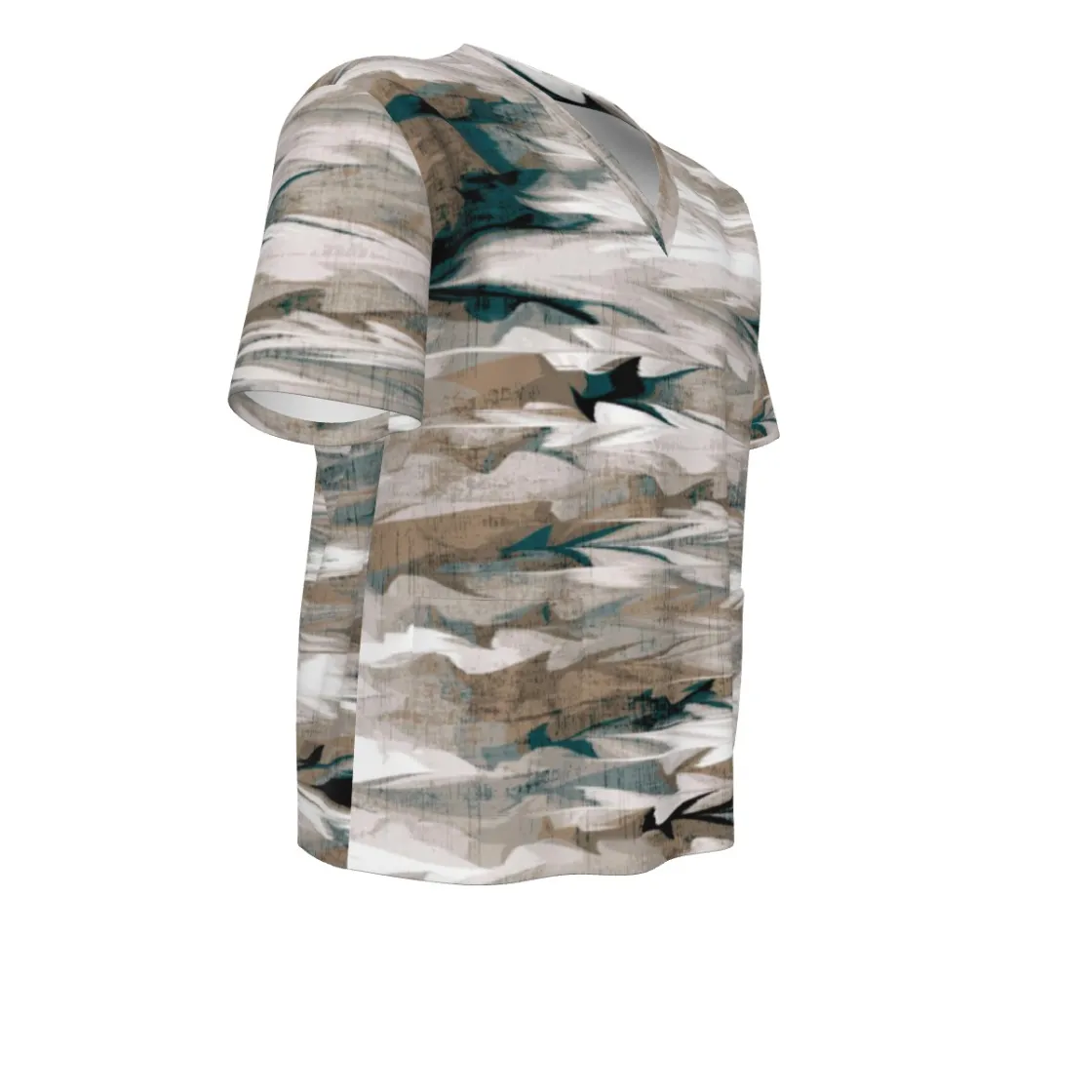 All-Over Print Men's Lightweight V-Neck Short Sleeve With Double Pockets