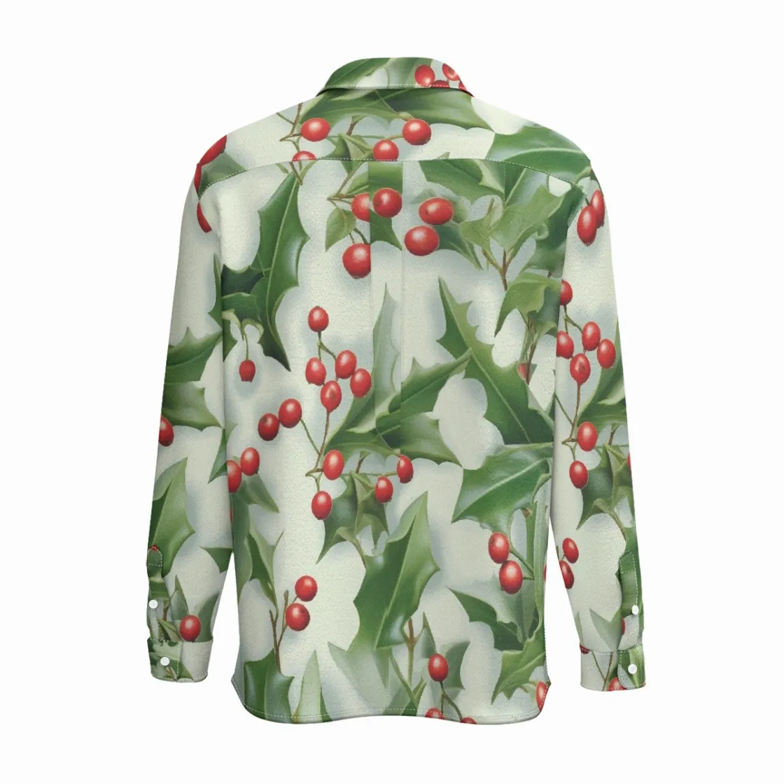 All-Over Print Men's Business Lapel Long Sleeve Shirt With Pocket|110GSM Imitation Flax