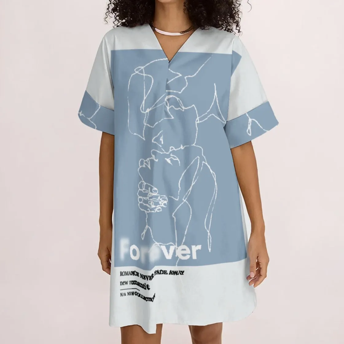 All-Over Print Women's V-neck corset dress