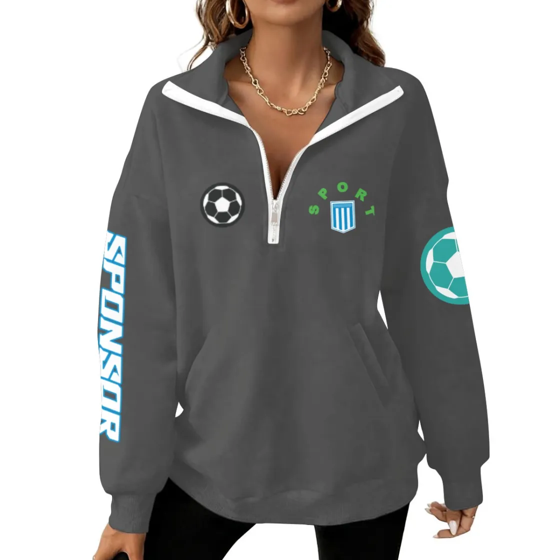 Women's Half-Zip Sweatshirt With Fleece|DTF
