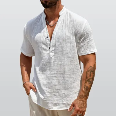 All-Over Print Men's Henley Polo Shirt