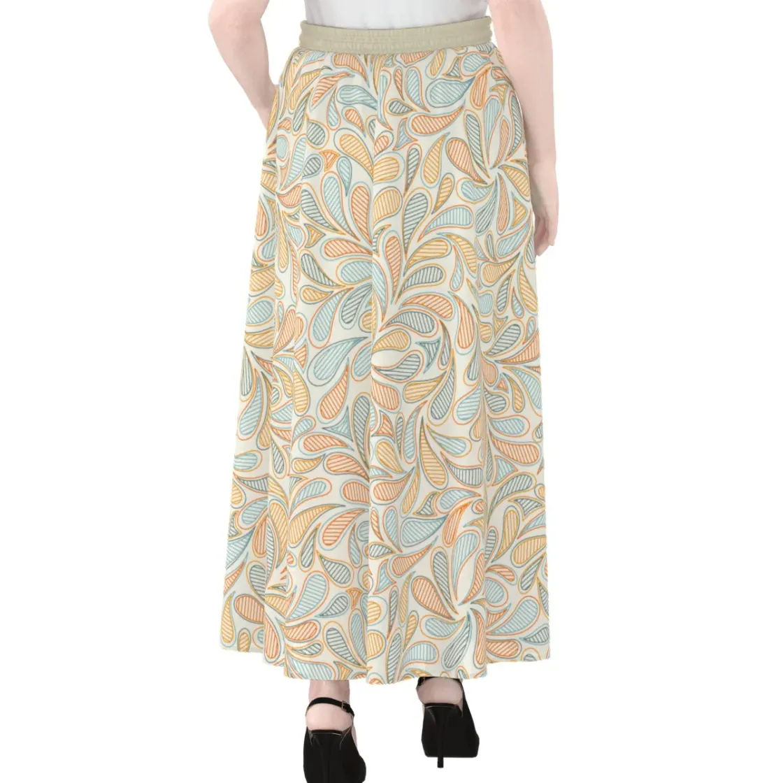 All-Over Print Women's Maxi Chiffon Skirts With Lining