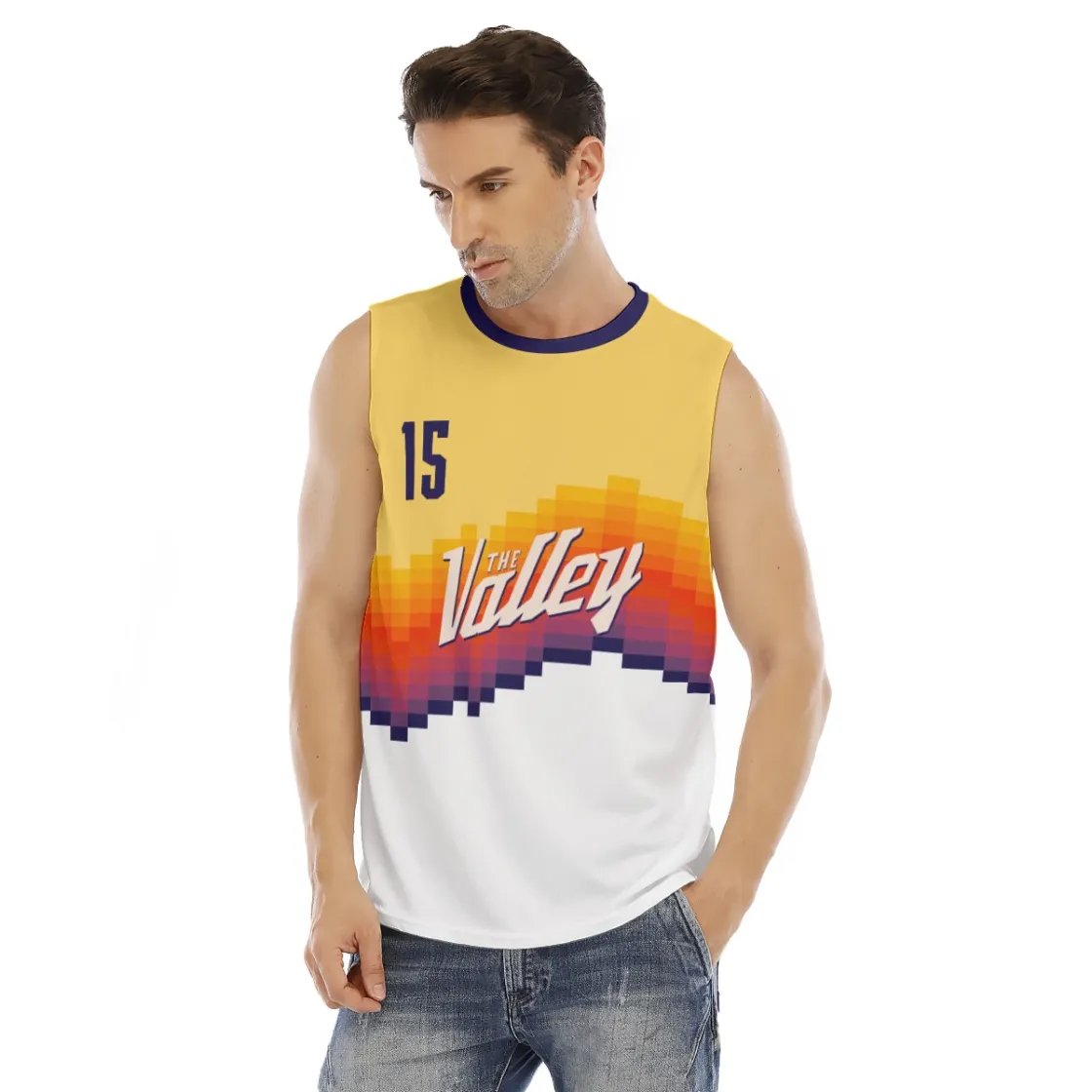 All-Over Print Men's O-neck Tank Top|210GSM