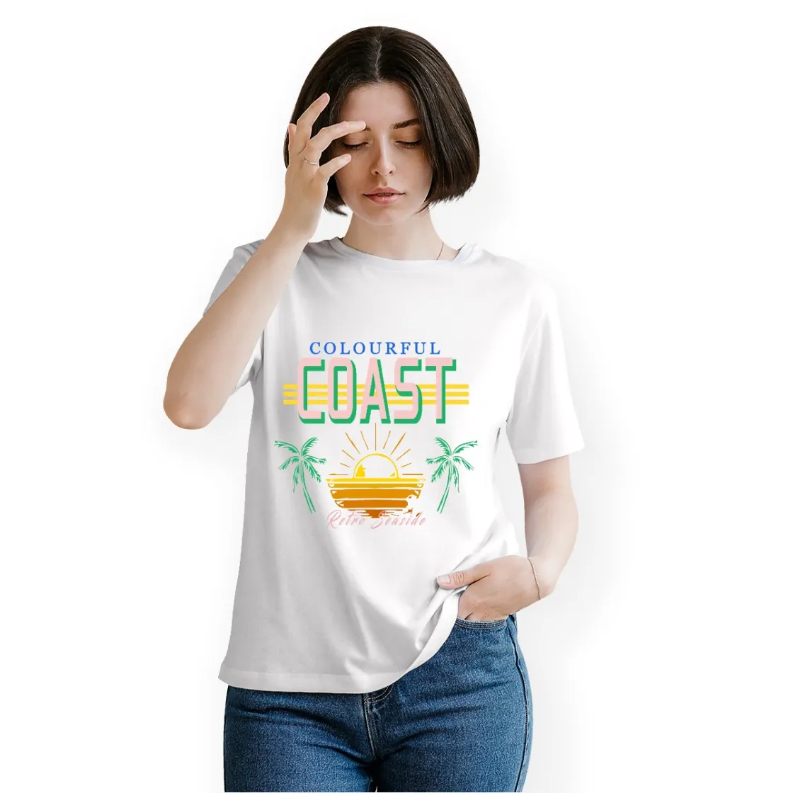 Women's Essential Crew Neck T-Shirt Printed in USA|180GSM Front DTF