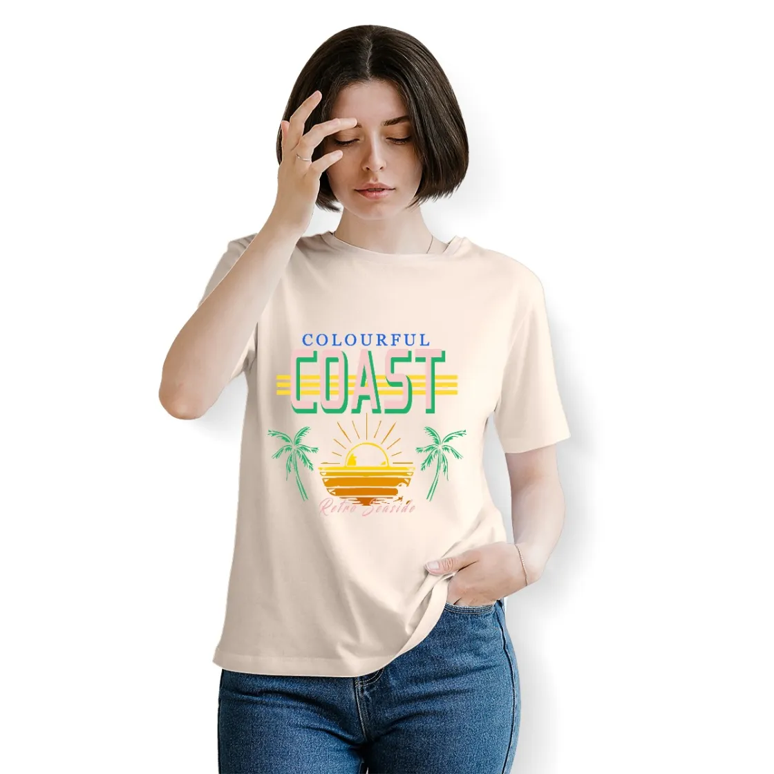 Women's Essential Crew Neck T-Shirt Printed in USA|180GSM Front DTF