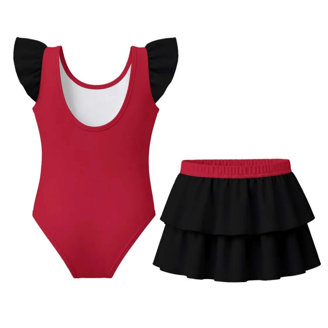 All-Over Print Girls' Ruffle Layered Swim Set