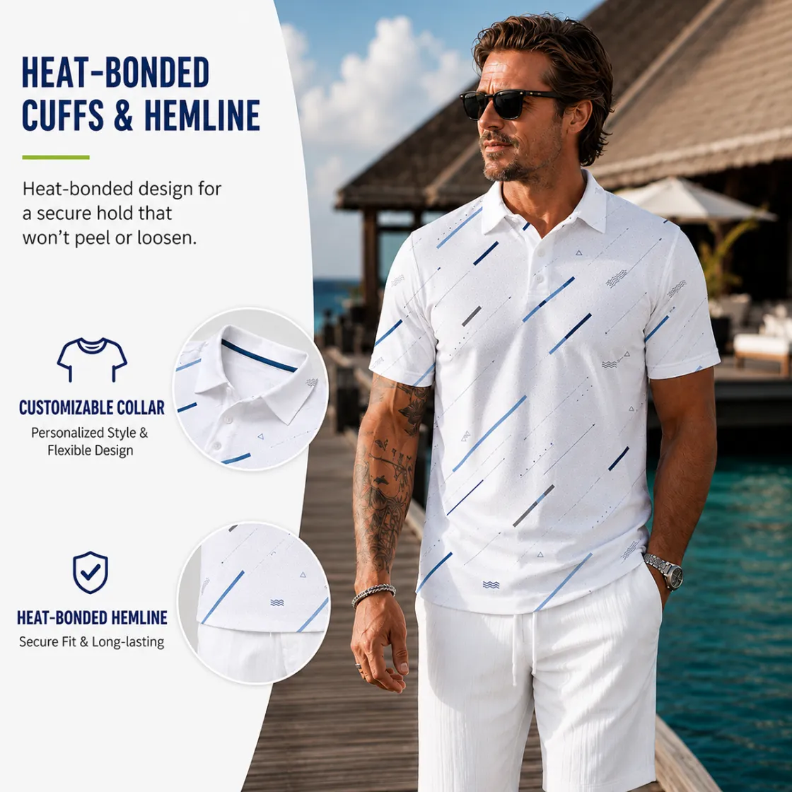 All-Over Print Men's Polo Shirt|Bonded Seam
