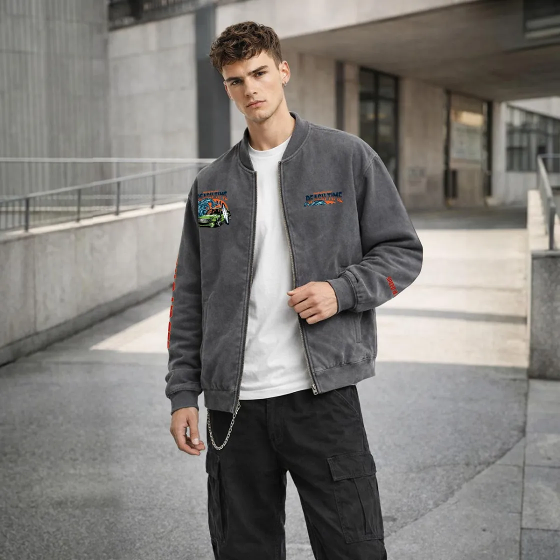 Men’s Fleece-Lined Vintage Wash Zip Hoodie|360GSM DTF