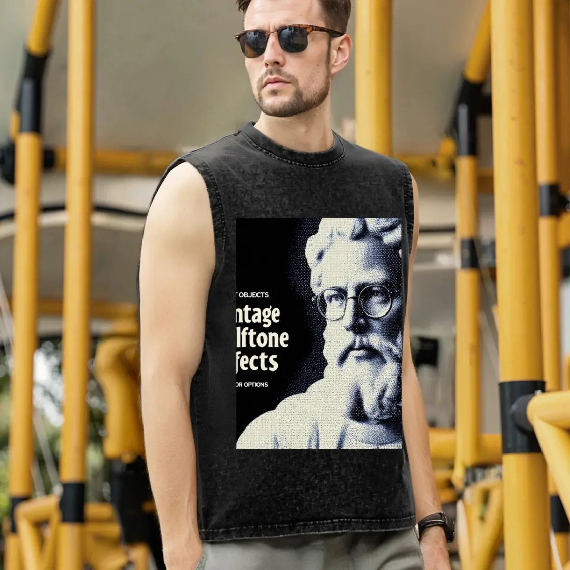 Washed Cotton Sleeveless T-Shirt Printed in USA|210GSM Cotton DTF