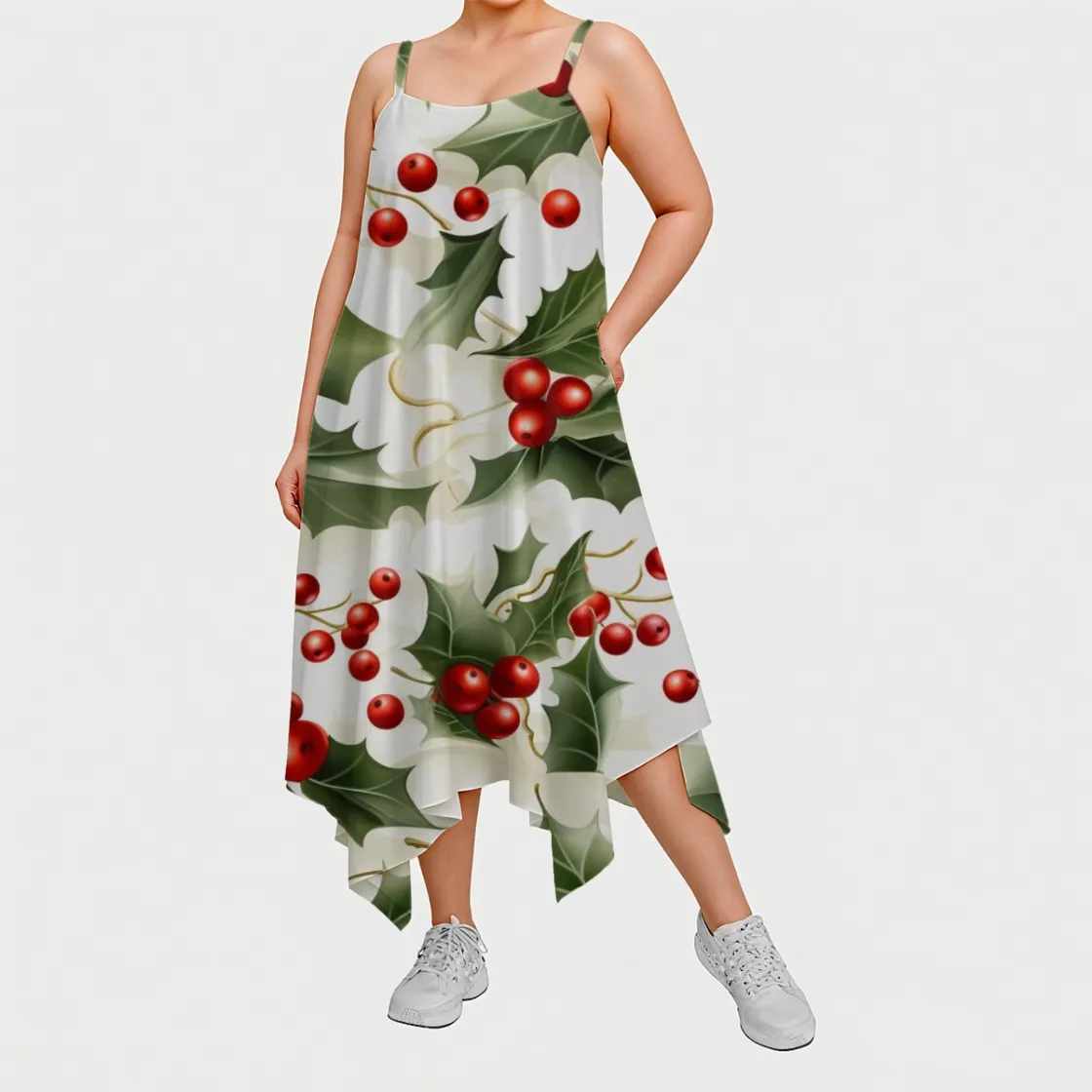 All-Over Print Ladies Spaghetti Strap Maxi Dress
