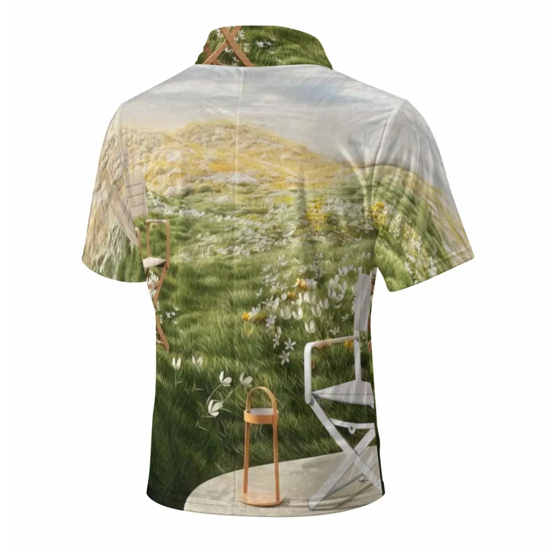 All-Over Print Men’s Draped Neck Shirt|230GSM