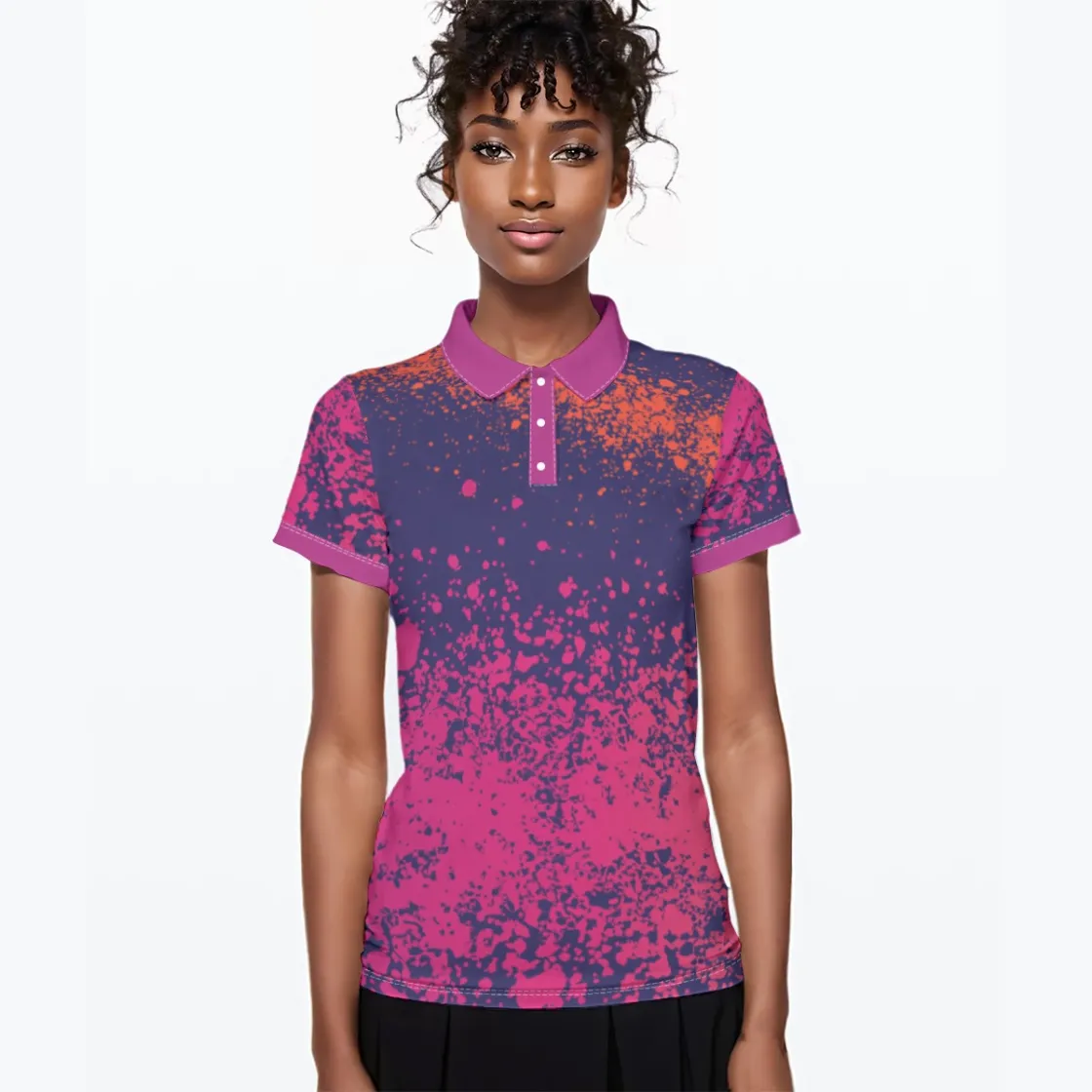 All-Over Print Women's Polo Collar Jersey