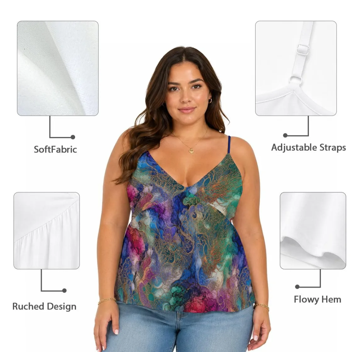 All-Over Print Women's Cami Peplum Top