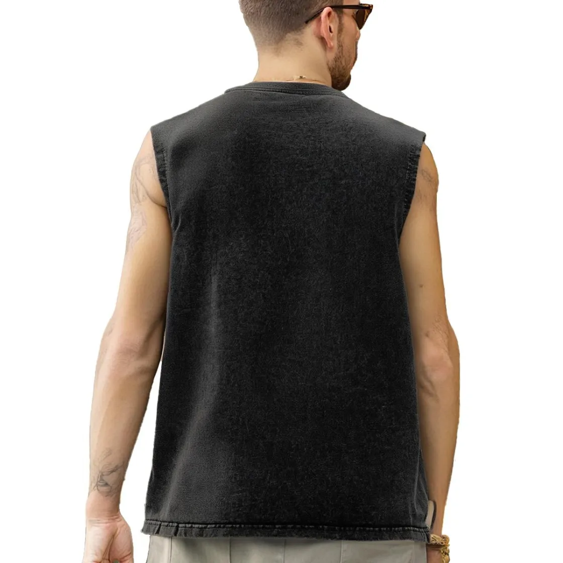 Washed Cotton Sleeveless T-Shirt Printed in USA|210GSM Cotton DTF
