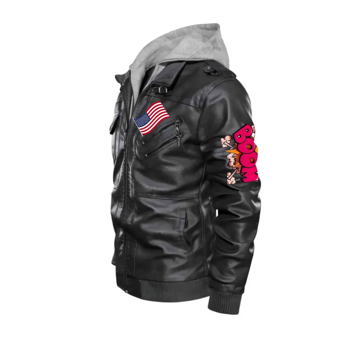 Men's Zip Leather Jacket |DTF
