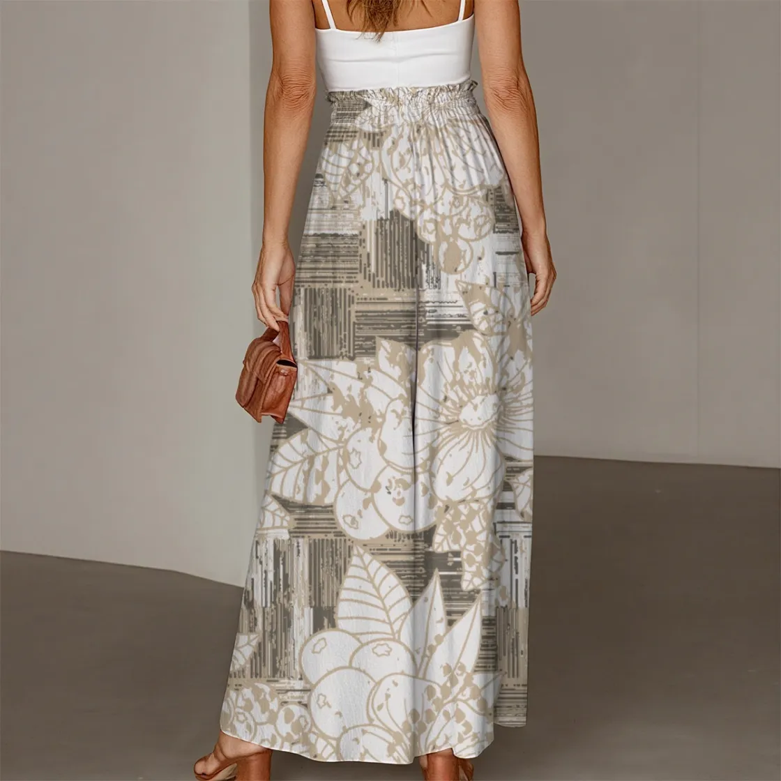 All-Over Print Women's Ruffled Wide-Leg Pants