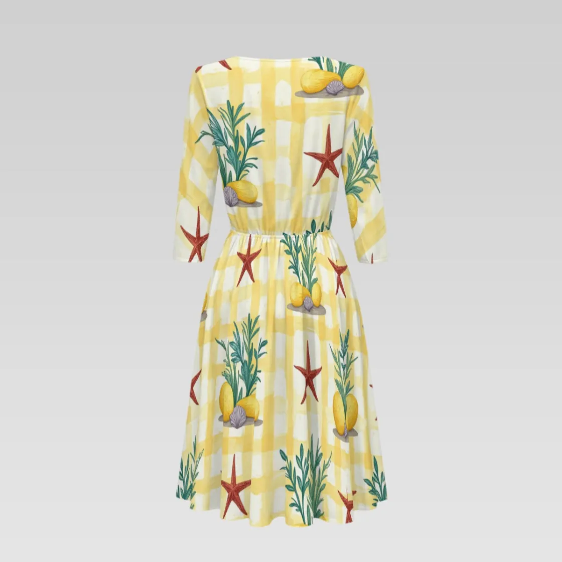 All-Over Print Women's Knee-Length V-Neck Dress|170GSM