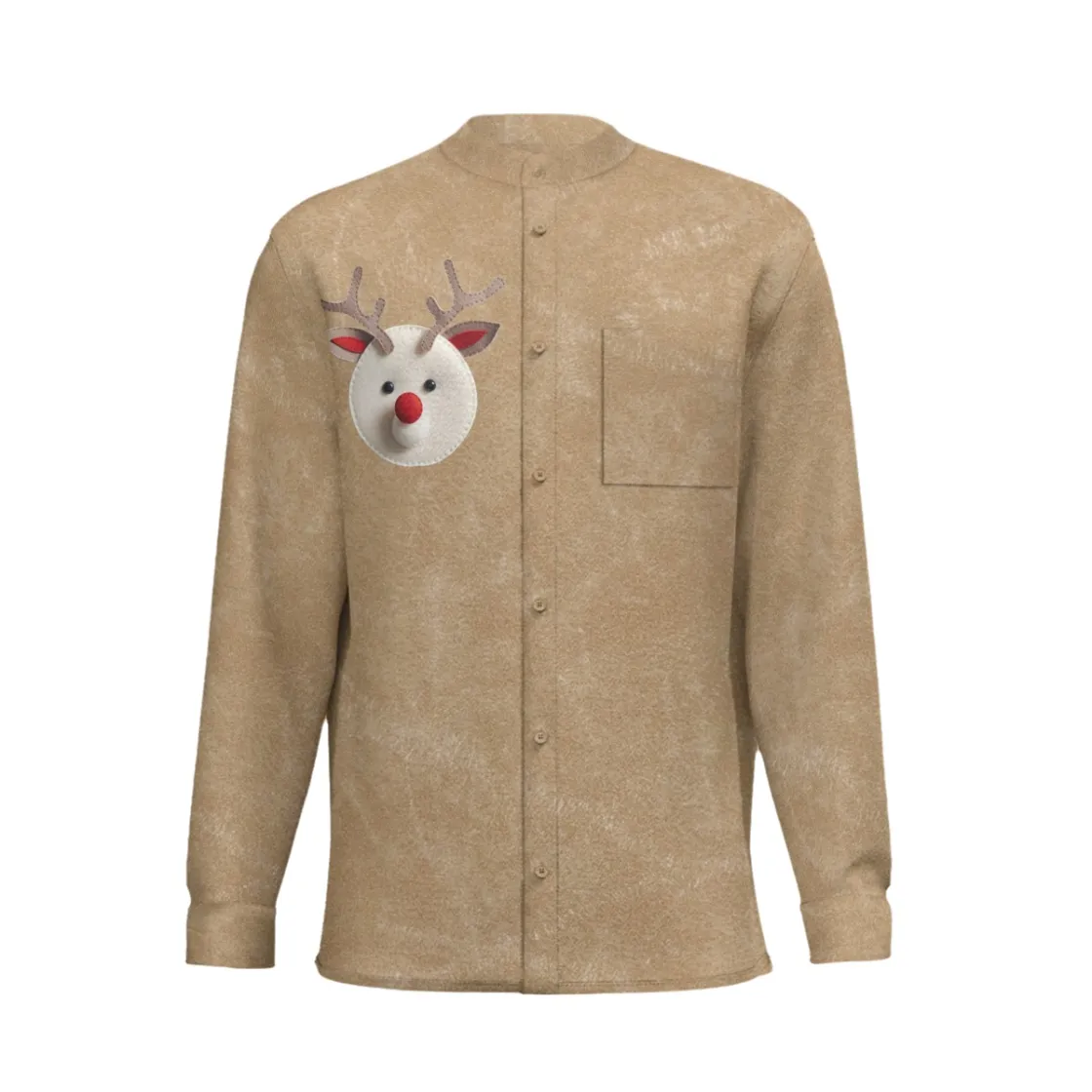 All-Over Print New Men'S Business Long-Sleeved Imitation Linen Shirt