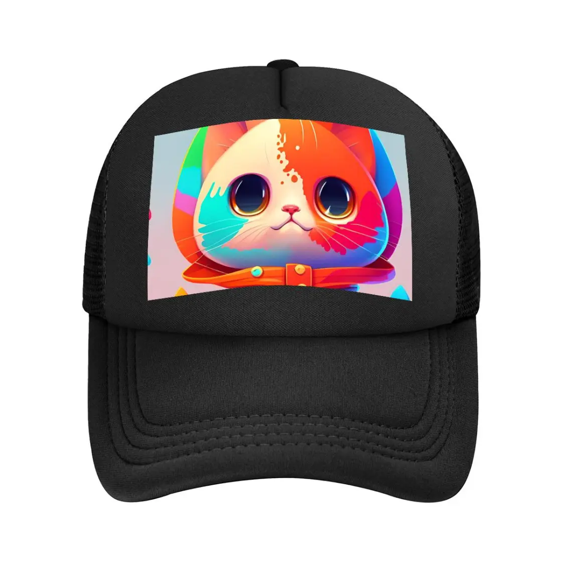 Adult Solid-Color Mesh Baseball Cap Printed in USA