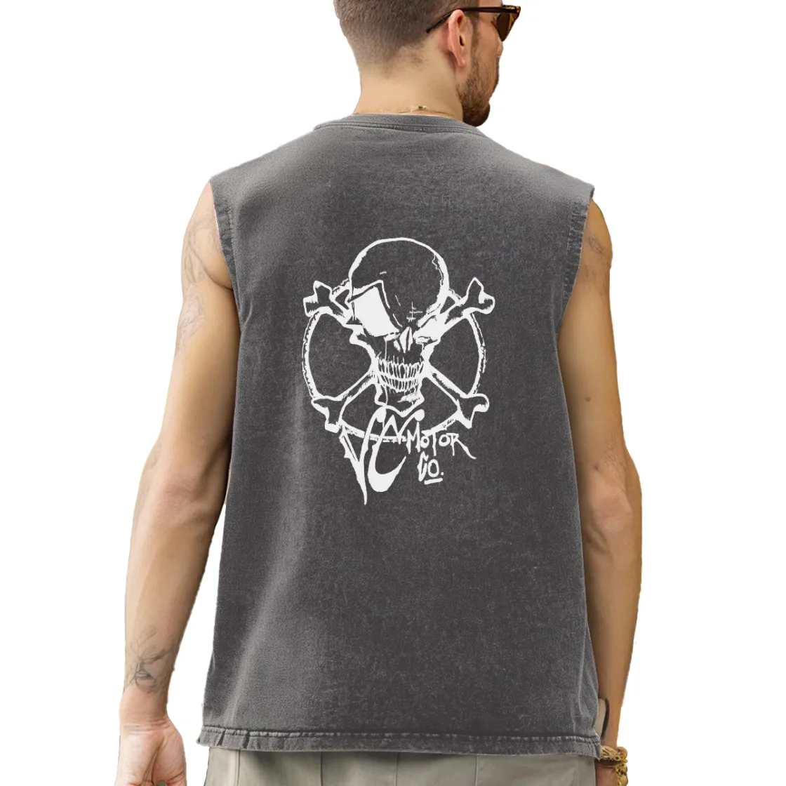 Washed Cotton Sleeveless T-Shirt Printed in USA|210GSM Cotton Back DTF