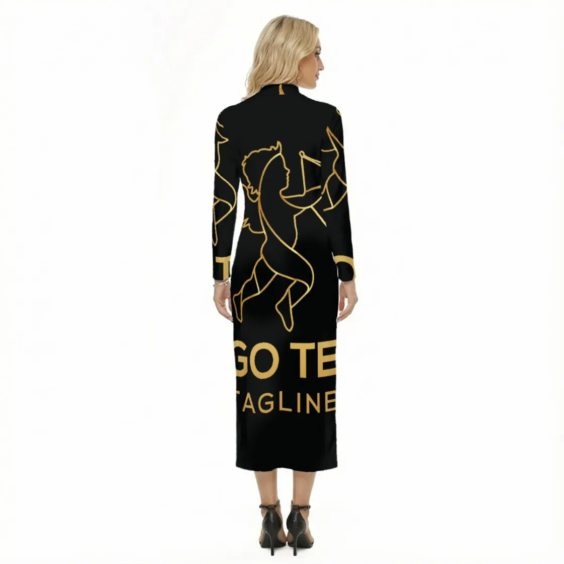 All-Over Print Women's Hip Dress With Black Zipper