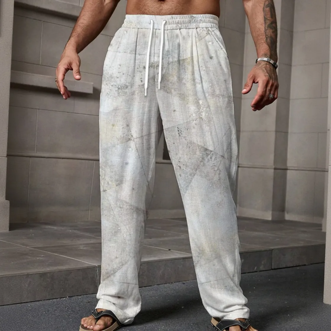 All-Over Print Men's Loose Casual Pants With Pocket