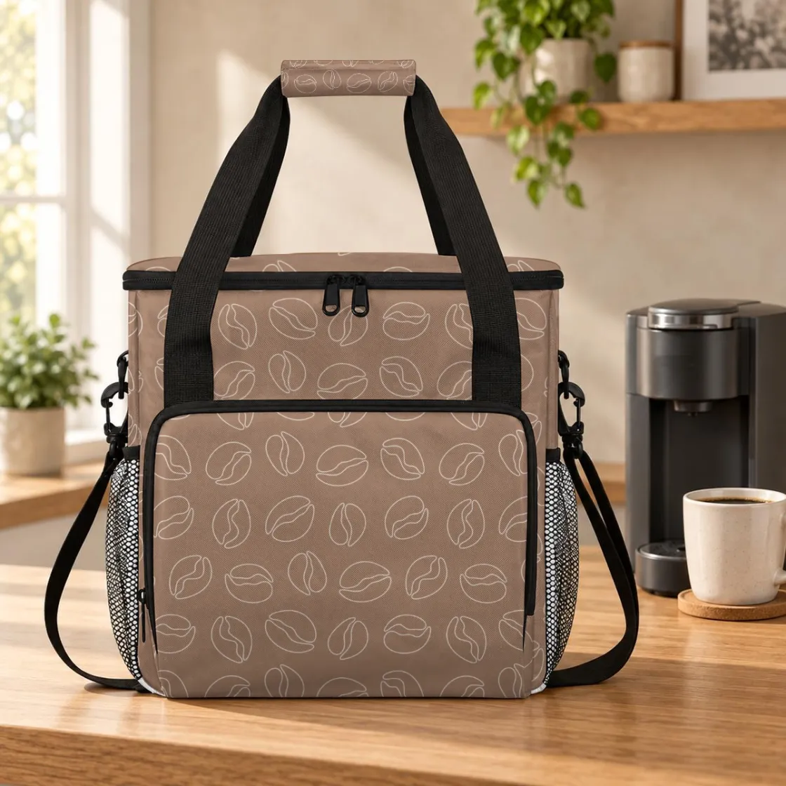 Large-Capacity Coffee Machine Carrying Bag with Multiple Pockets