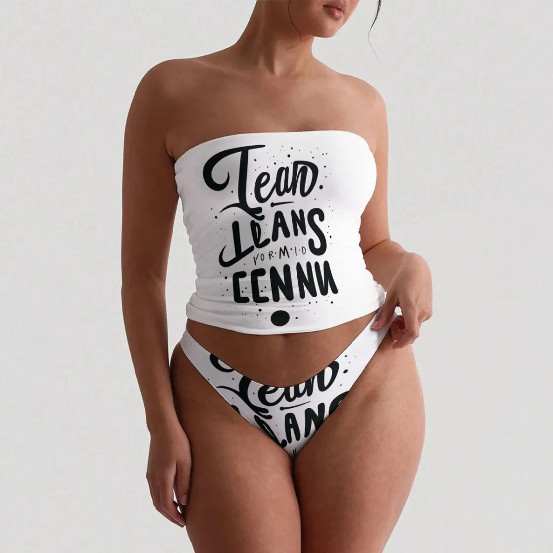All-Over Print Women's Strapless Tube Top Set