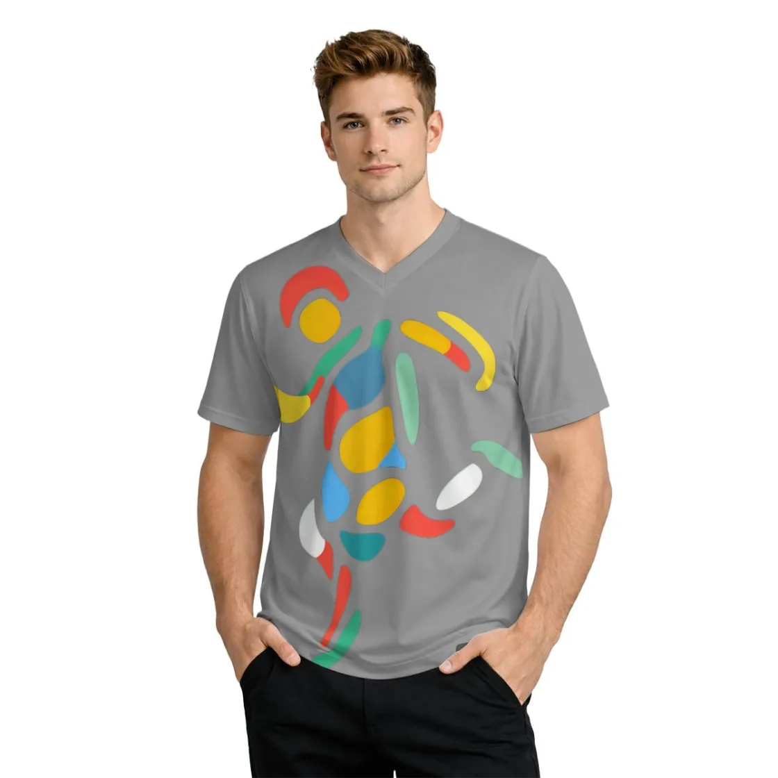 All-Over Print Men’s Classic V-Neck T-Shirt|210GSM