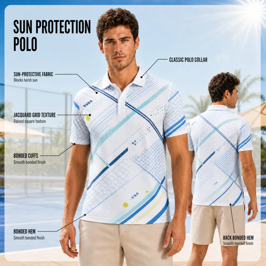 All-Over Print Men's UV Protection Polo Shirt|Bonded Seam