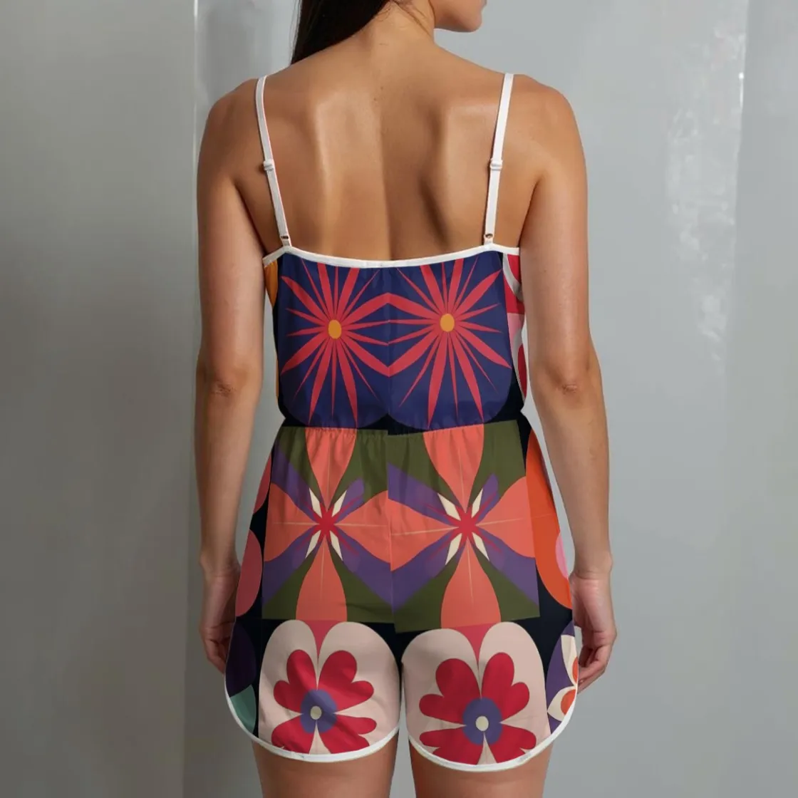 All-Over Print Women's V-neck Cami Romper