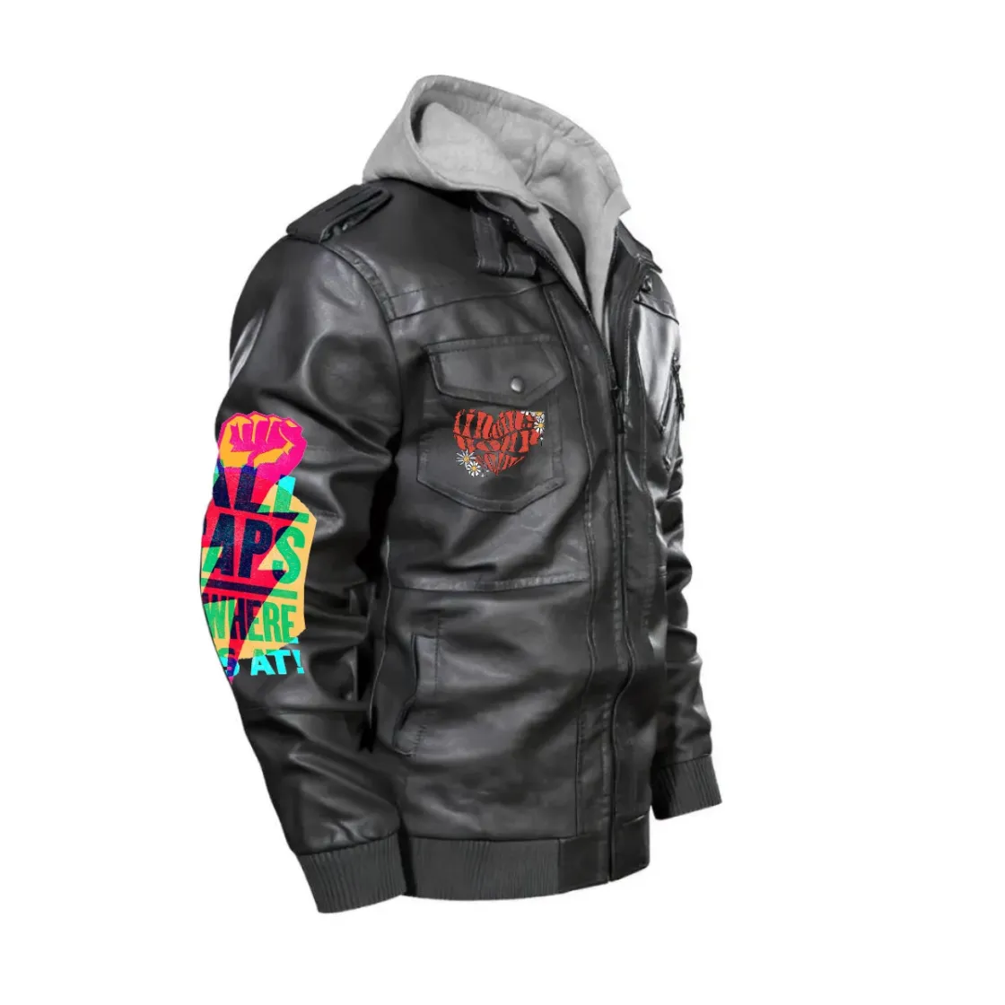 Men's Zip Leather Jacket |DTF