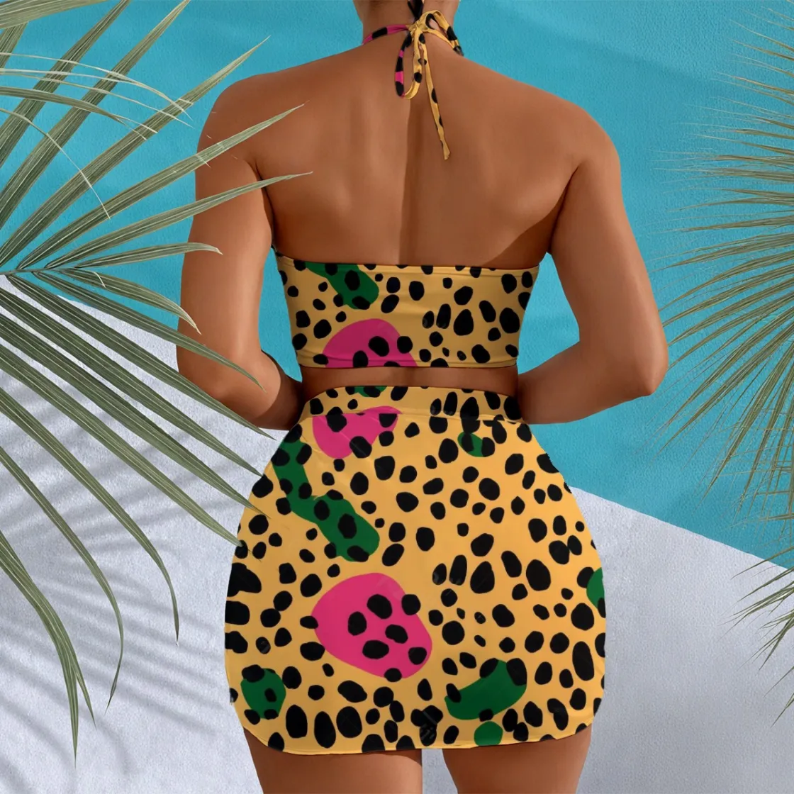 All-Over Print Women's Halter Neck swimming Suit