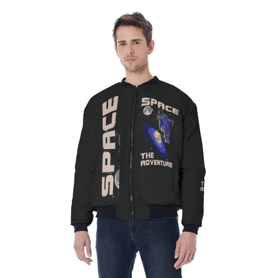 All-Over Print Men's Bomber Jacket Without Sleeve Pocket