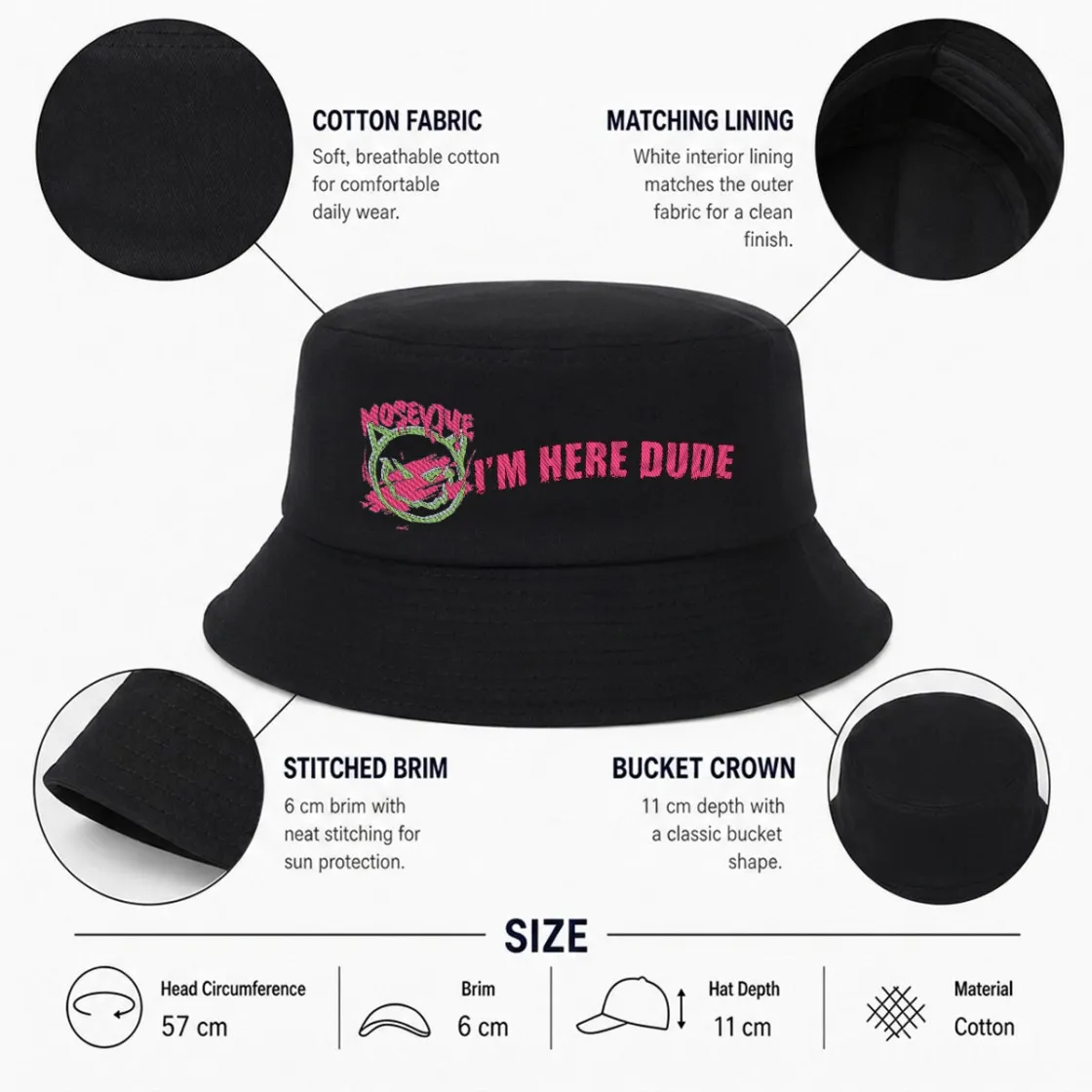 Embroidery Bucket Hat