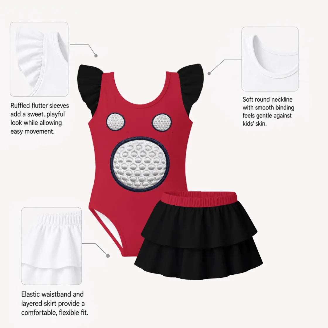 All-Over Print Girls' Ruffle Layered Swim Set