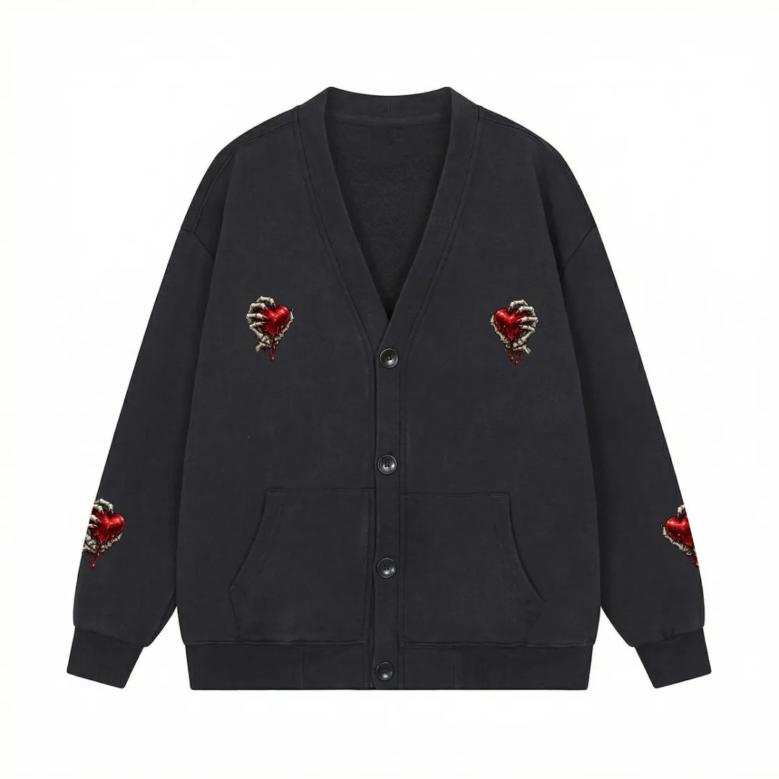 Men's Relaxed Button-Front Cotton Cardigan Jacket|360GSM DTF